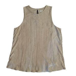 A new day Champagne Gold Pleated Lined Blouse Size Large